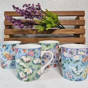 Vtg Chintz Charming Andrea Sadek Julia Bullmore Mug Set Of 4 Cups Japan Floral